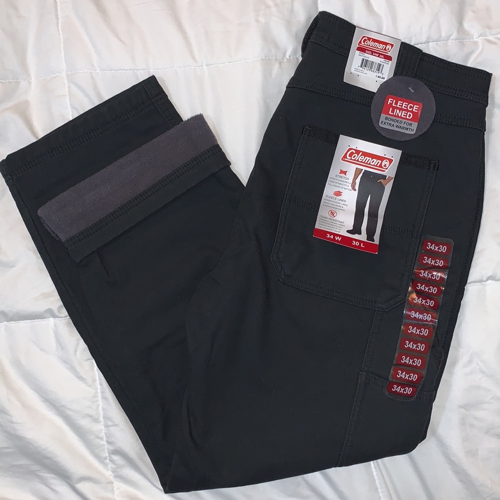 NWT Mens Coleman Canvas Fleece Lined Pants Size 34x30